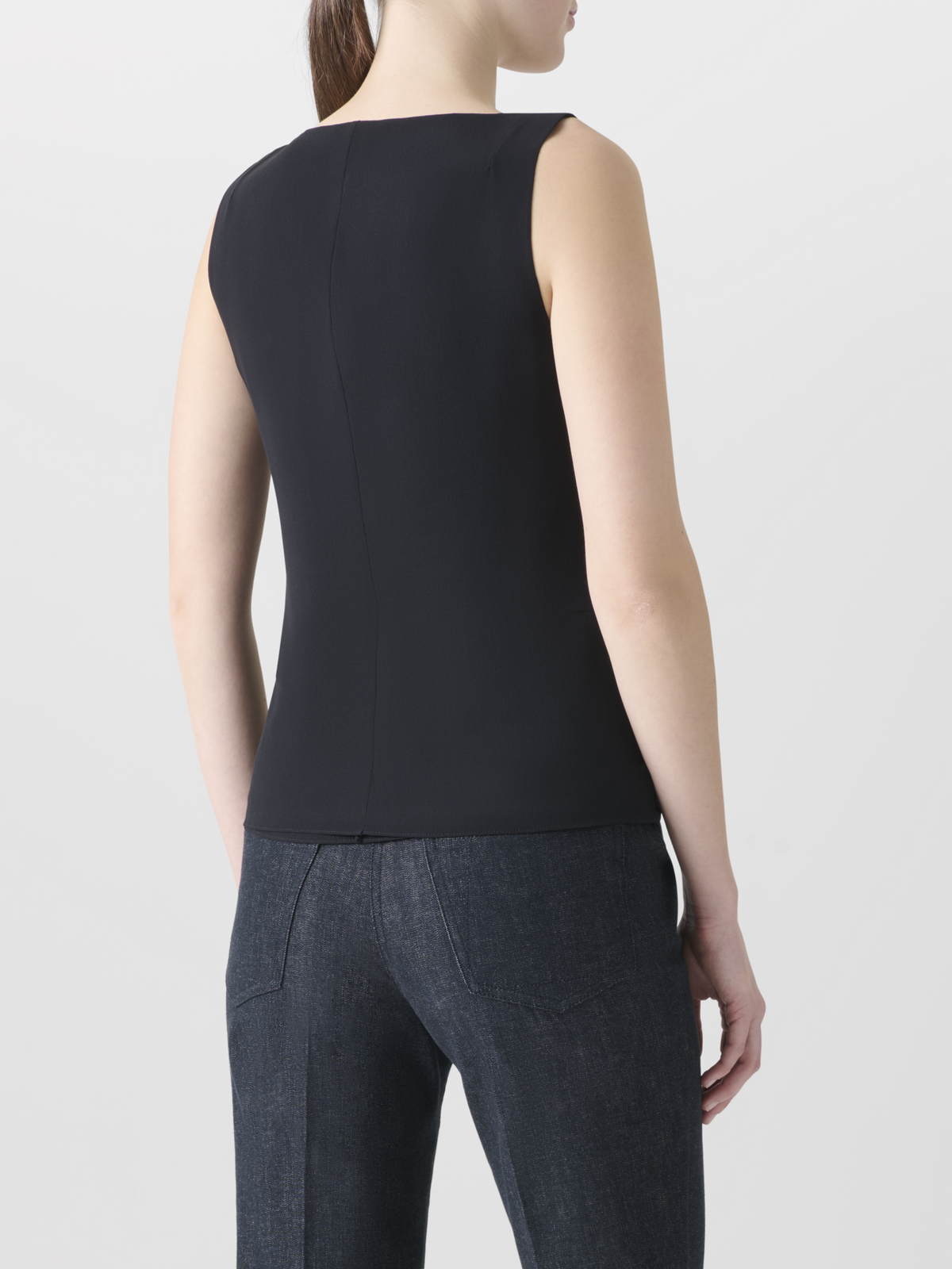 Designer Ärmellose Seidenbluse - Schwarz #editorial