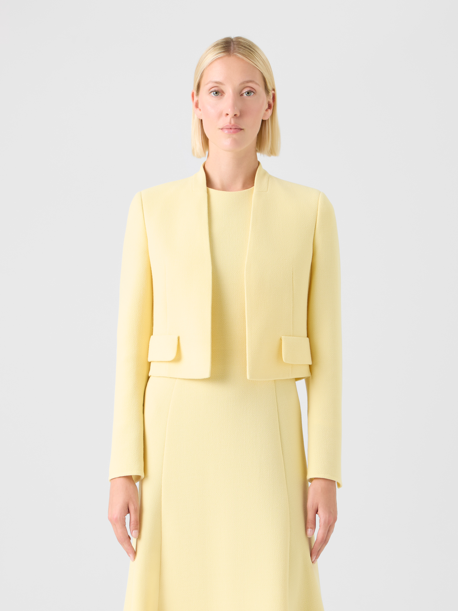 Designer Kurze Jacke aus Woll-Crêpe Doubleface - Gelb 
