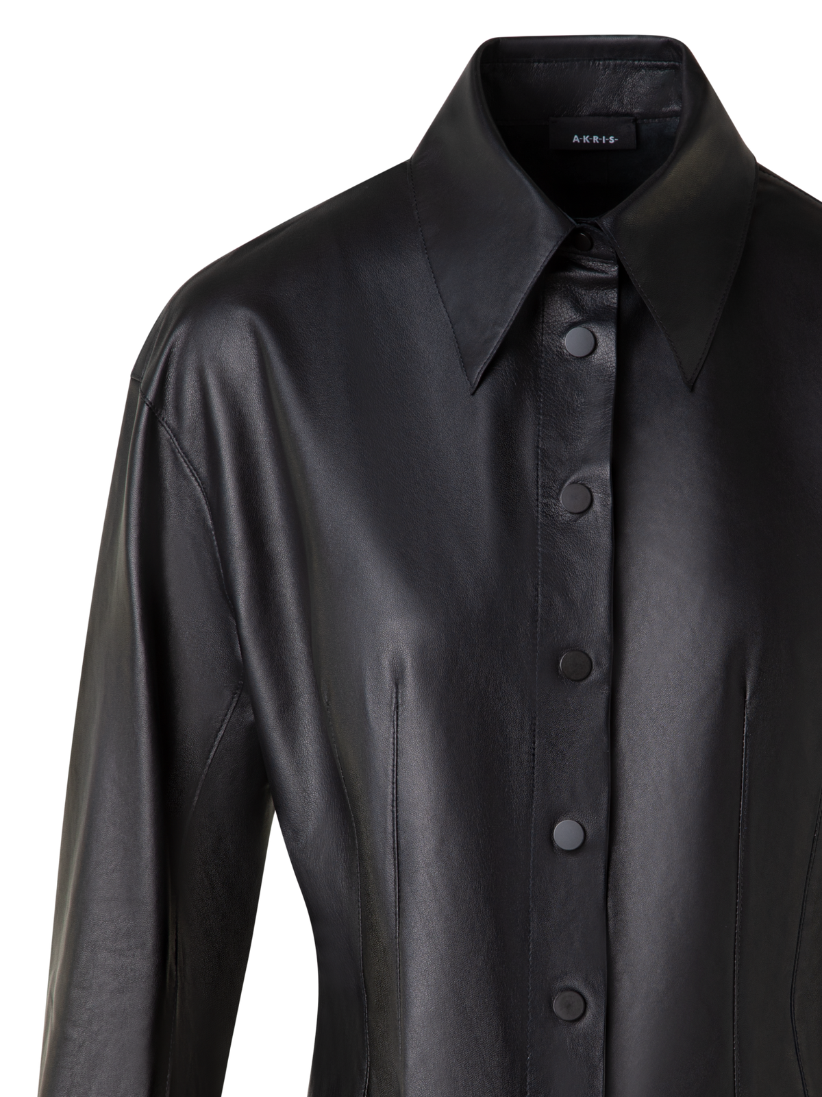 Designer Taillierte Lederbluse - Schwarz