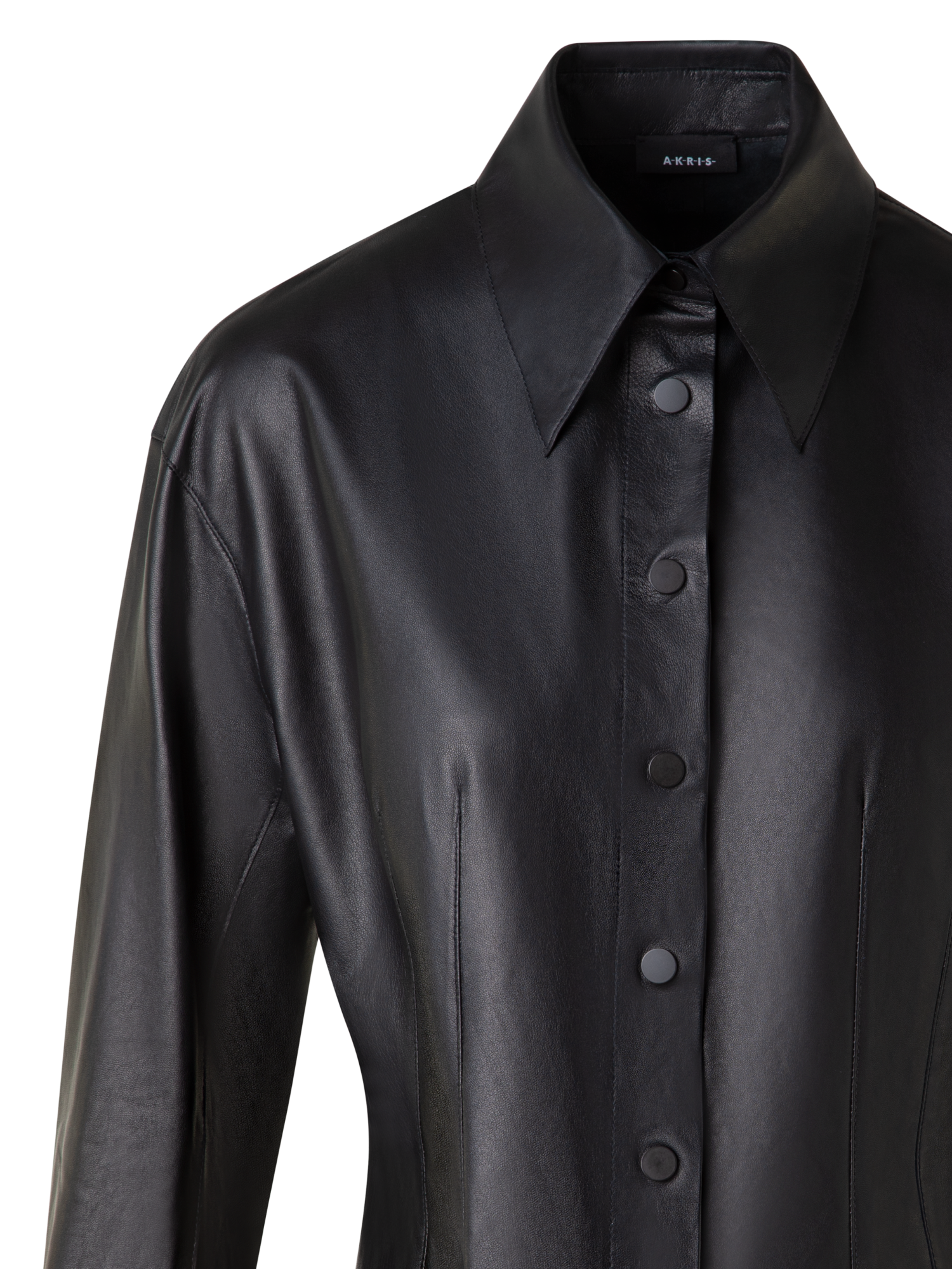 Designer Taillierte Lederbluse - Schwarz