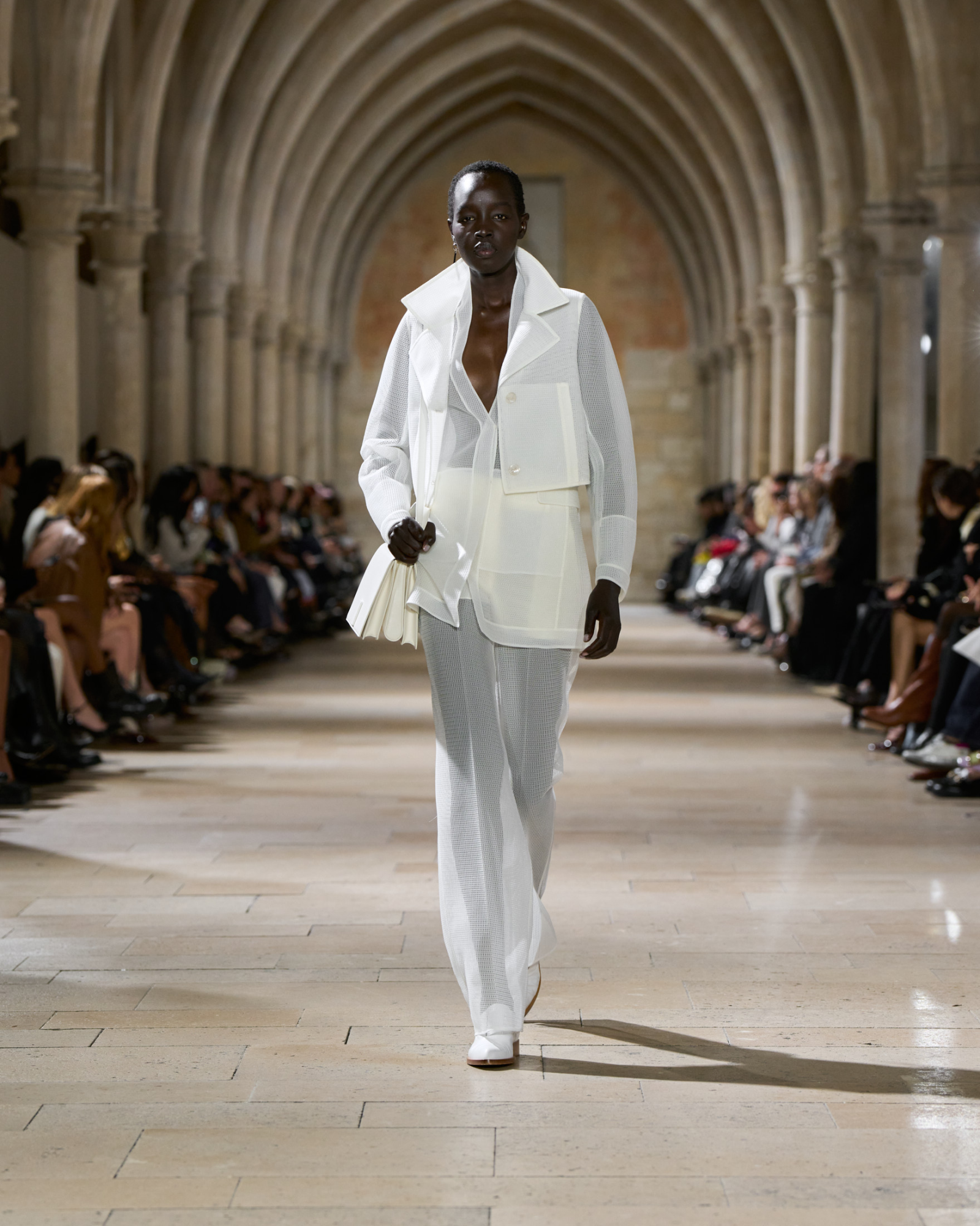 Designer Transparente Cropped-Jacke aus Techno-Grid - Weiss 