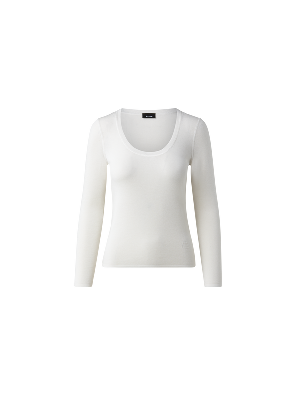 Designer Kaschmir-Seiden-Pullover mit Rundhalsausschnitt