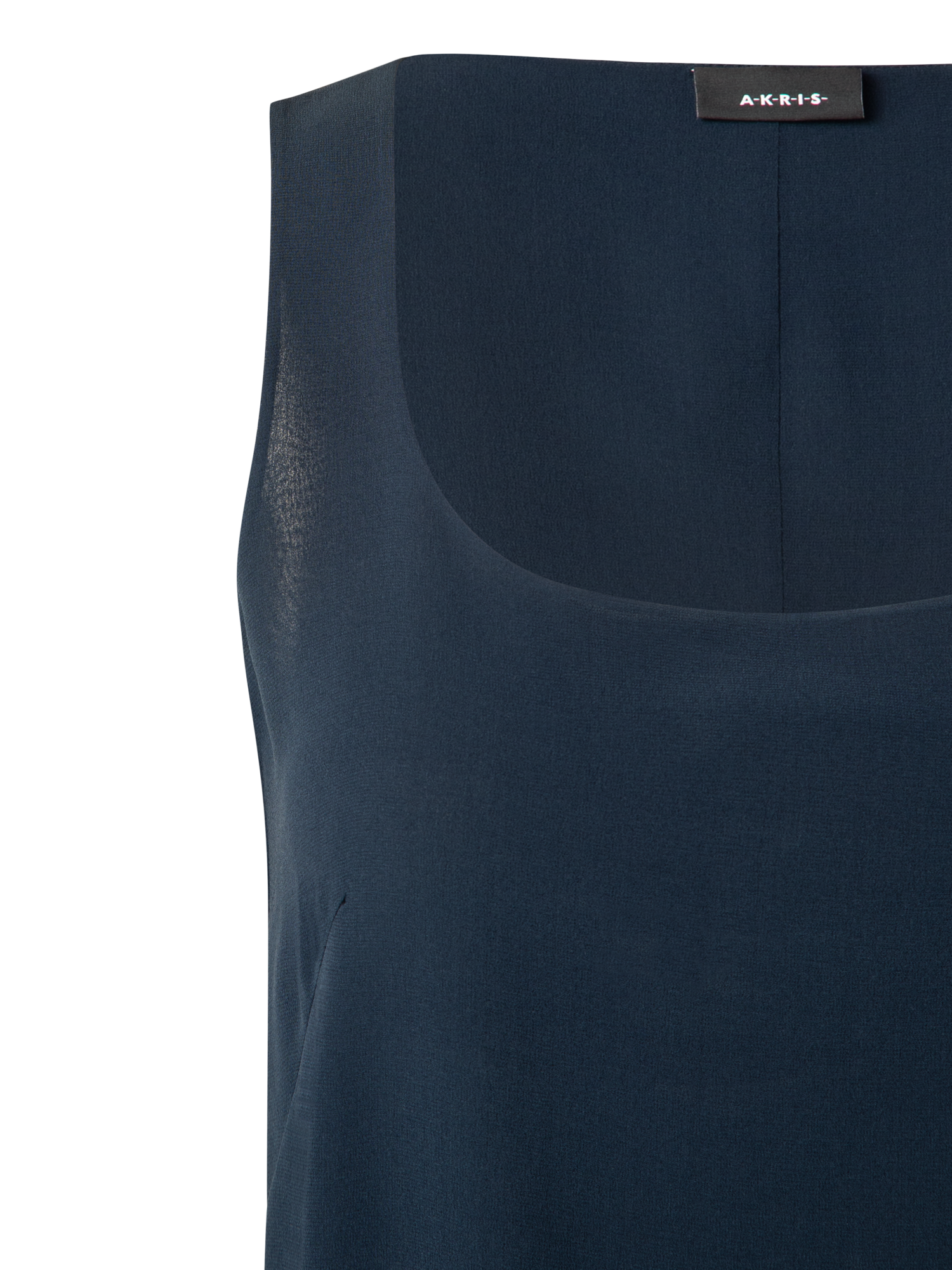Designer Ärmellose Seidenbluse - Dunkelblau - Blau