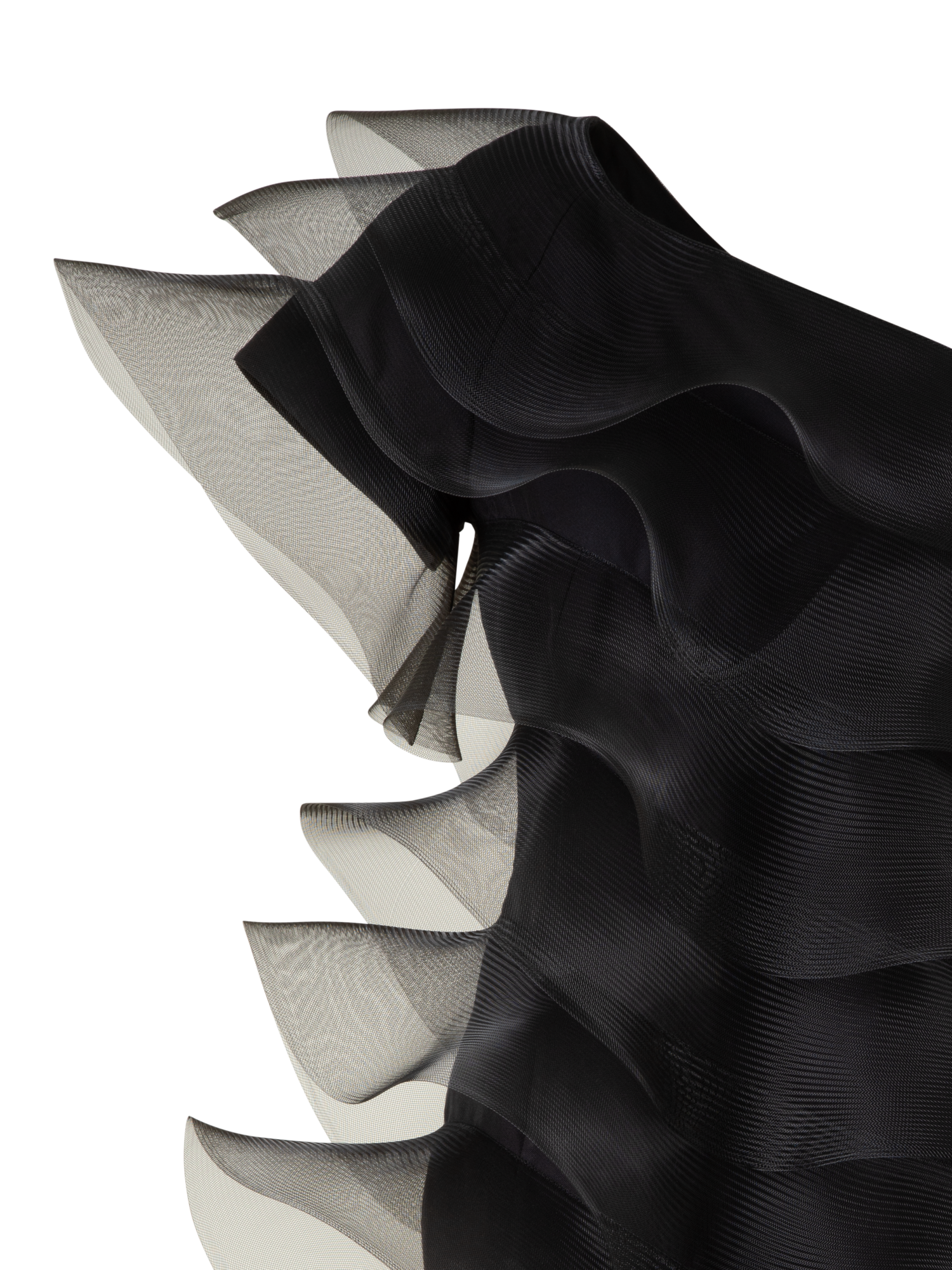 Designer Baumwoll-Seiden-Cocktailkleid mit Wellen - Schwarz
