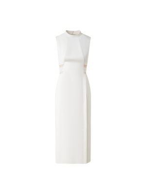 Designer Etuikleid aus Baumwollseide mit Ausschnitten - Ecru - Weiss