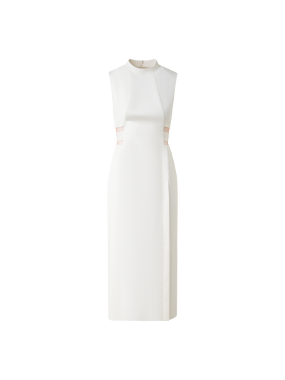 Designer Etuikleid aus Baumwollseide mit Ausschnitten - Ecru - Weiss