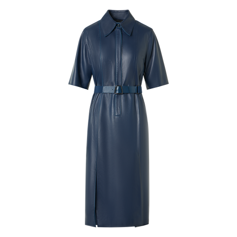 Kurzarm-Hemdkleid aus Leder