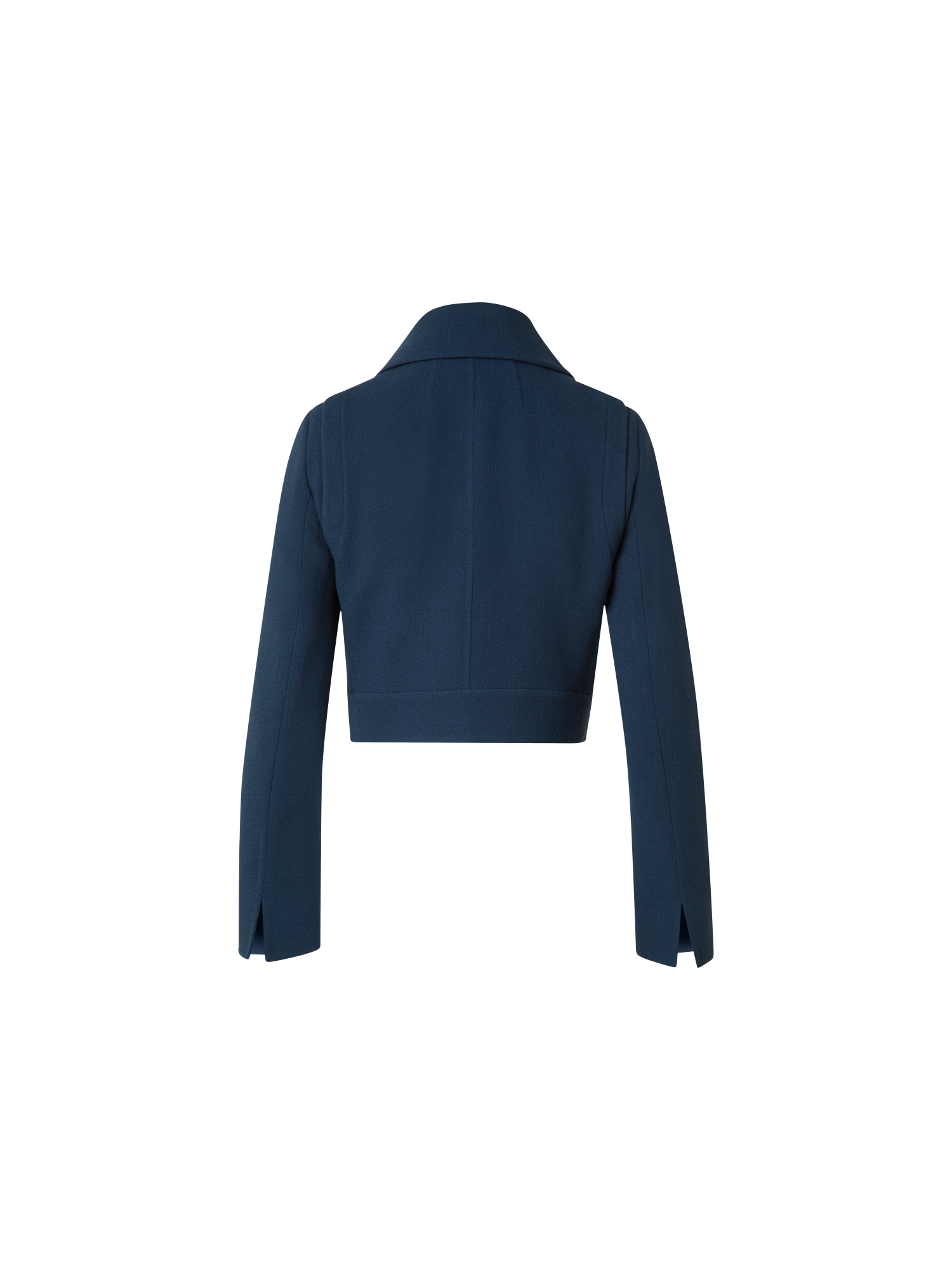 Designer Asymmetrische Kurzjacke aus Woll-Doubleface - Dunkelblau - Blau