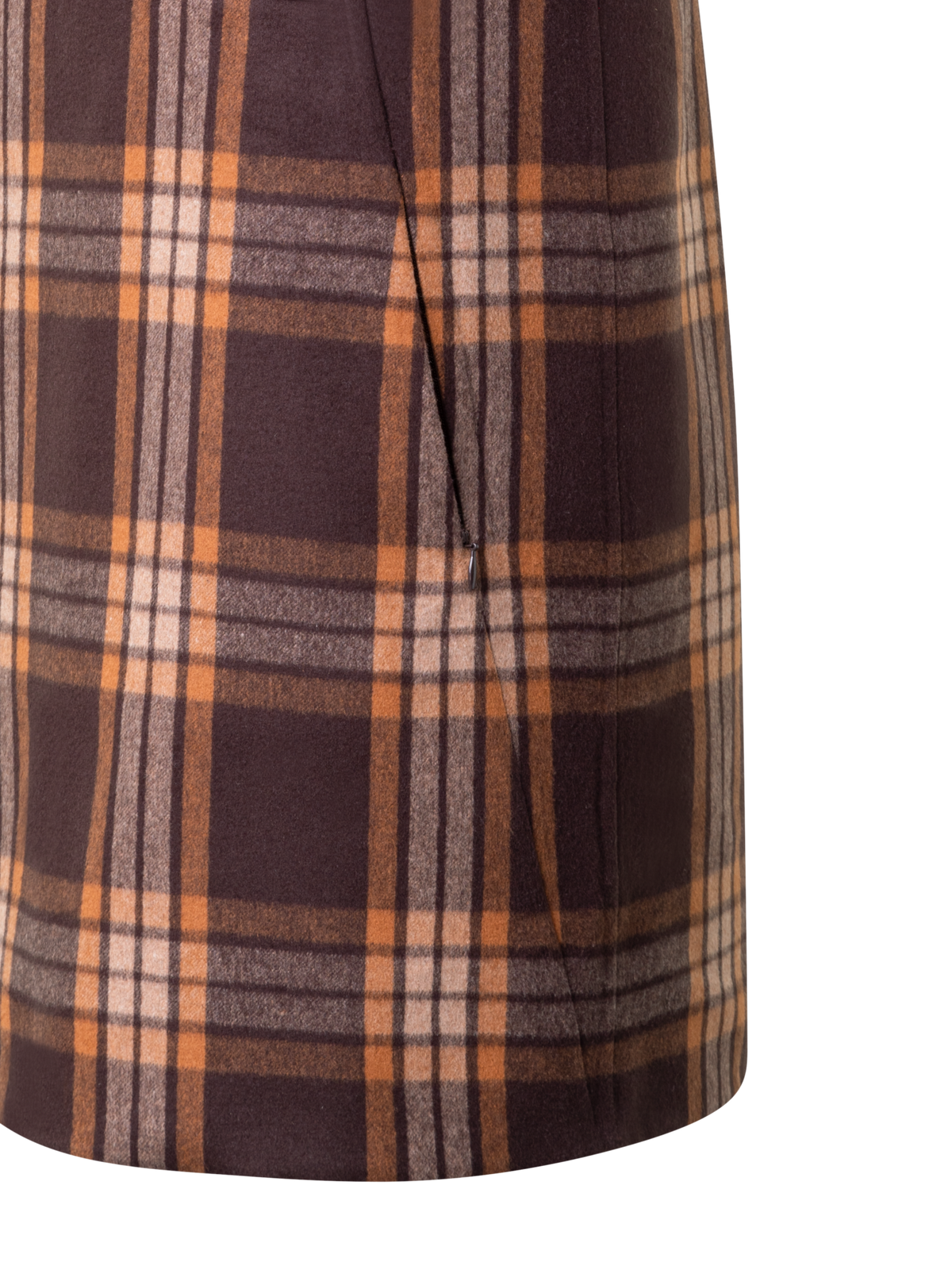 Designer Etuikleid aus Seide - Karo wendbar auf Uni - Braun - Bunt