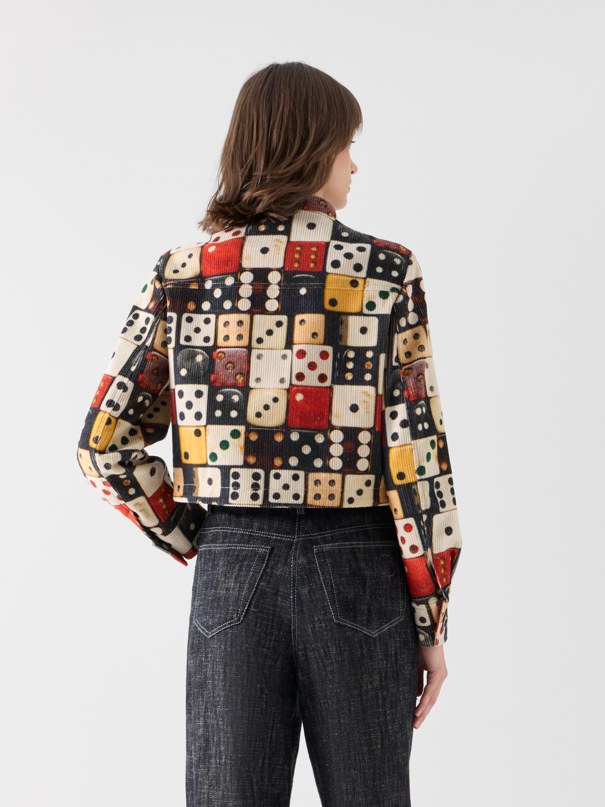 Designer Cordjacke mit grossem Dice Print - Bunt 