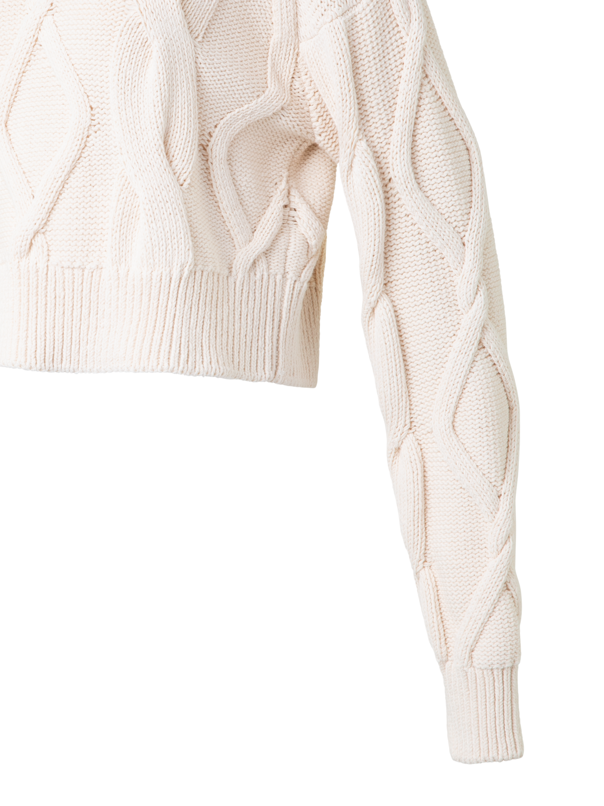 Designer Chunky Baumwoll-Pullover mit Zopfmuster - Ecru - Beige - Weiss