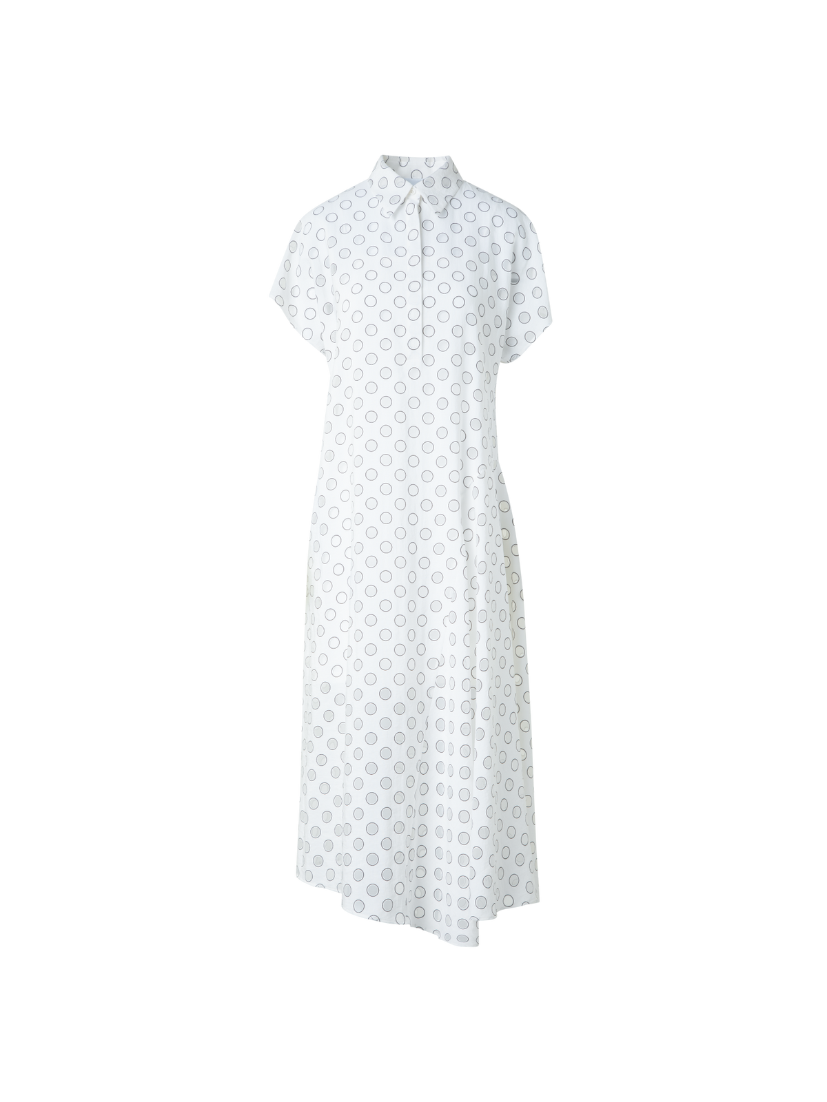 Designer Polka Dot Organzino Midikleid - Ecru - Weiss