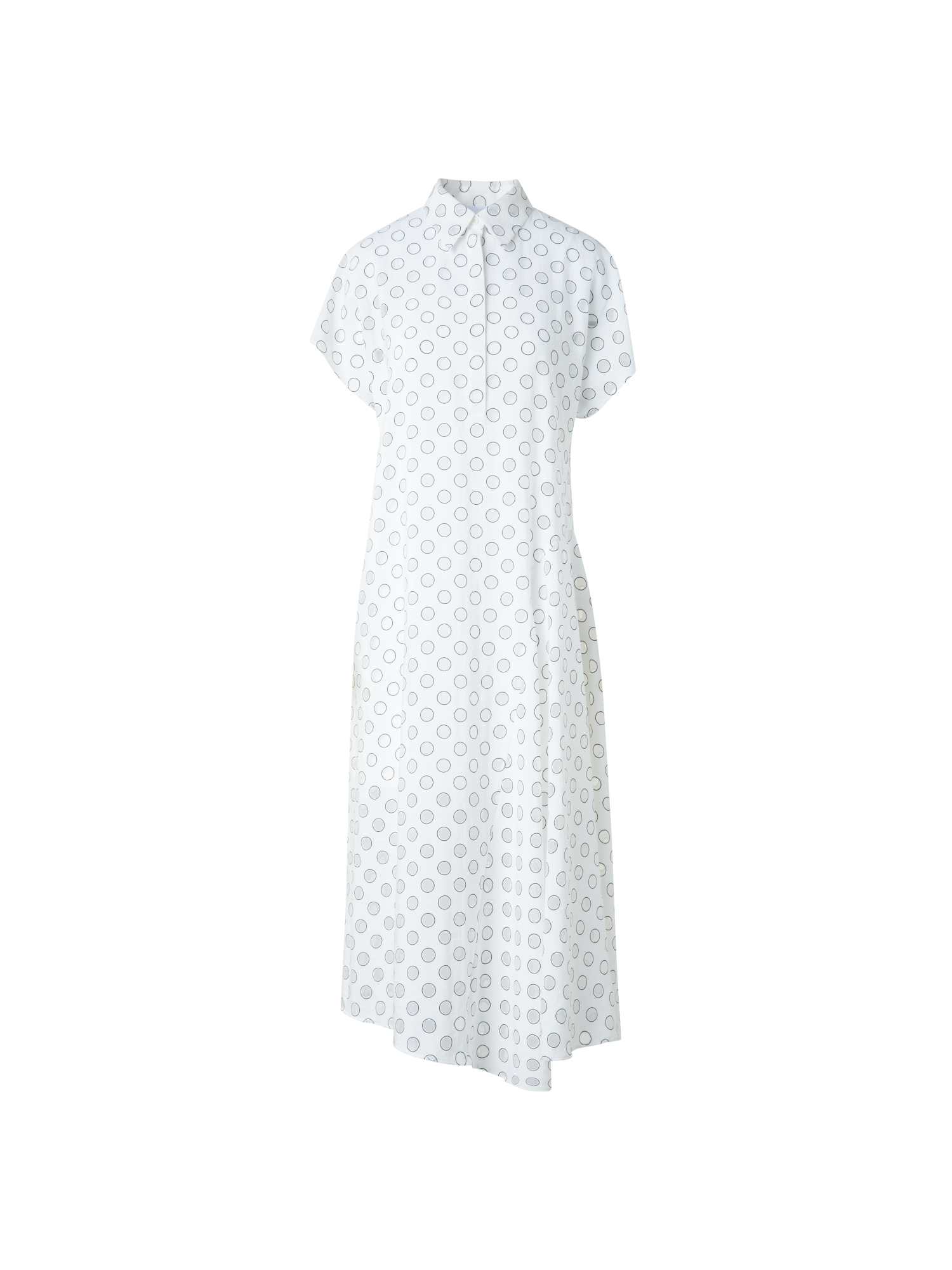 Designer Polka Dot Organzino Midikleid - Ecru - Weiss