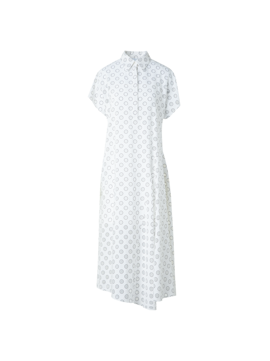 Designer Polka Dot Organzino Midikleid - Ecru - Weiss