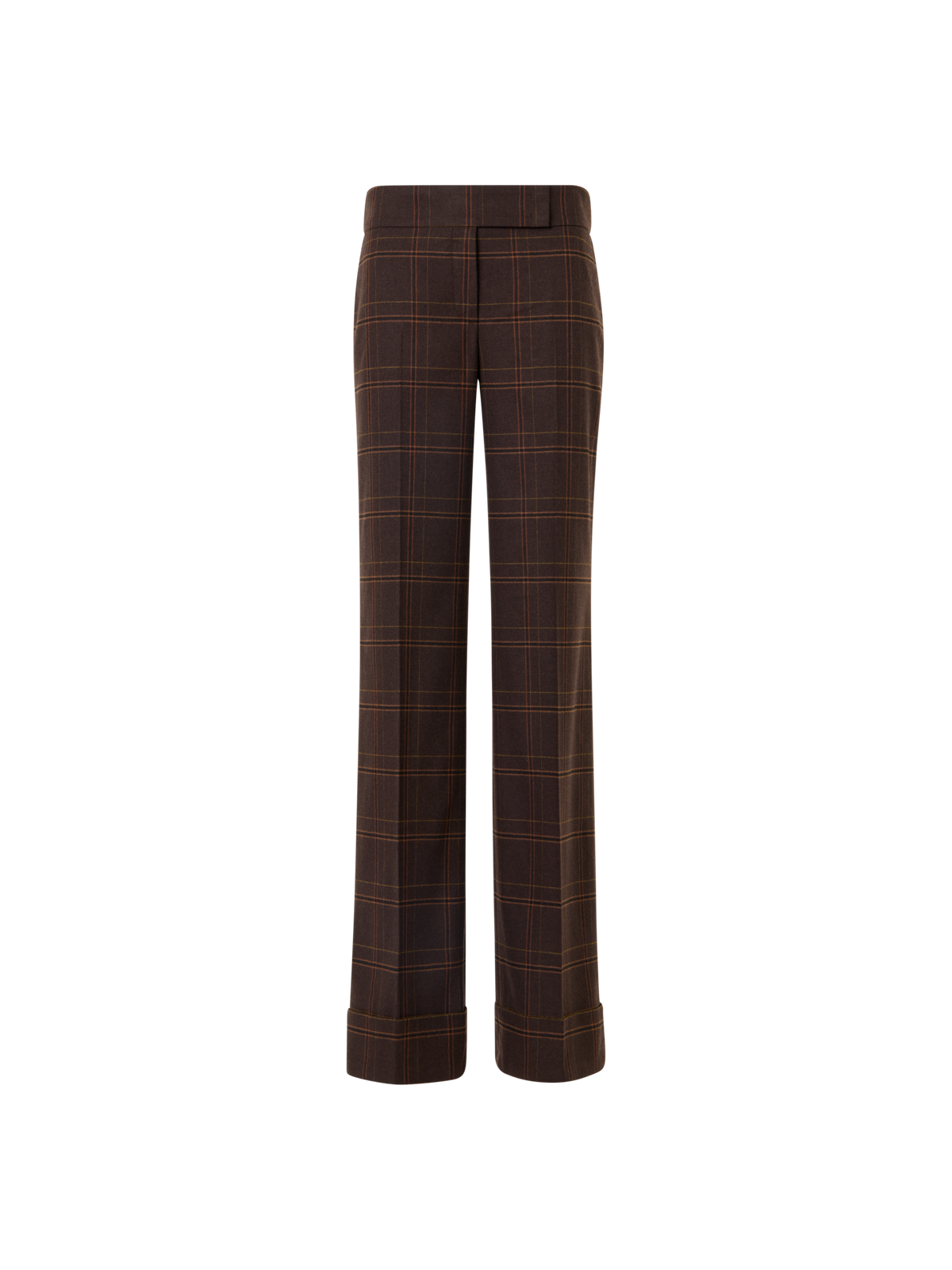 Designer Weite karierte Flanellhose - Braun