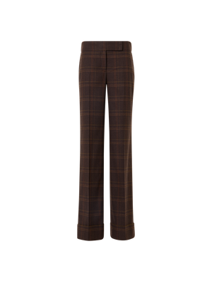 Designer Weite karierte Flanellhose - Braun