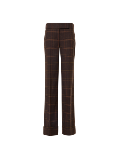 Designer Weite karierte Flanellhose - Braun