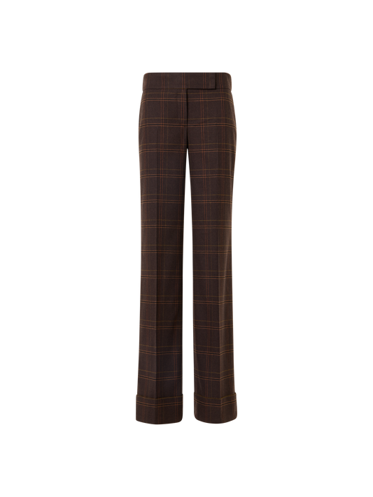 Designer Weite karierte Flanellhose - Braun