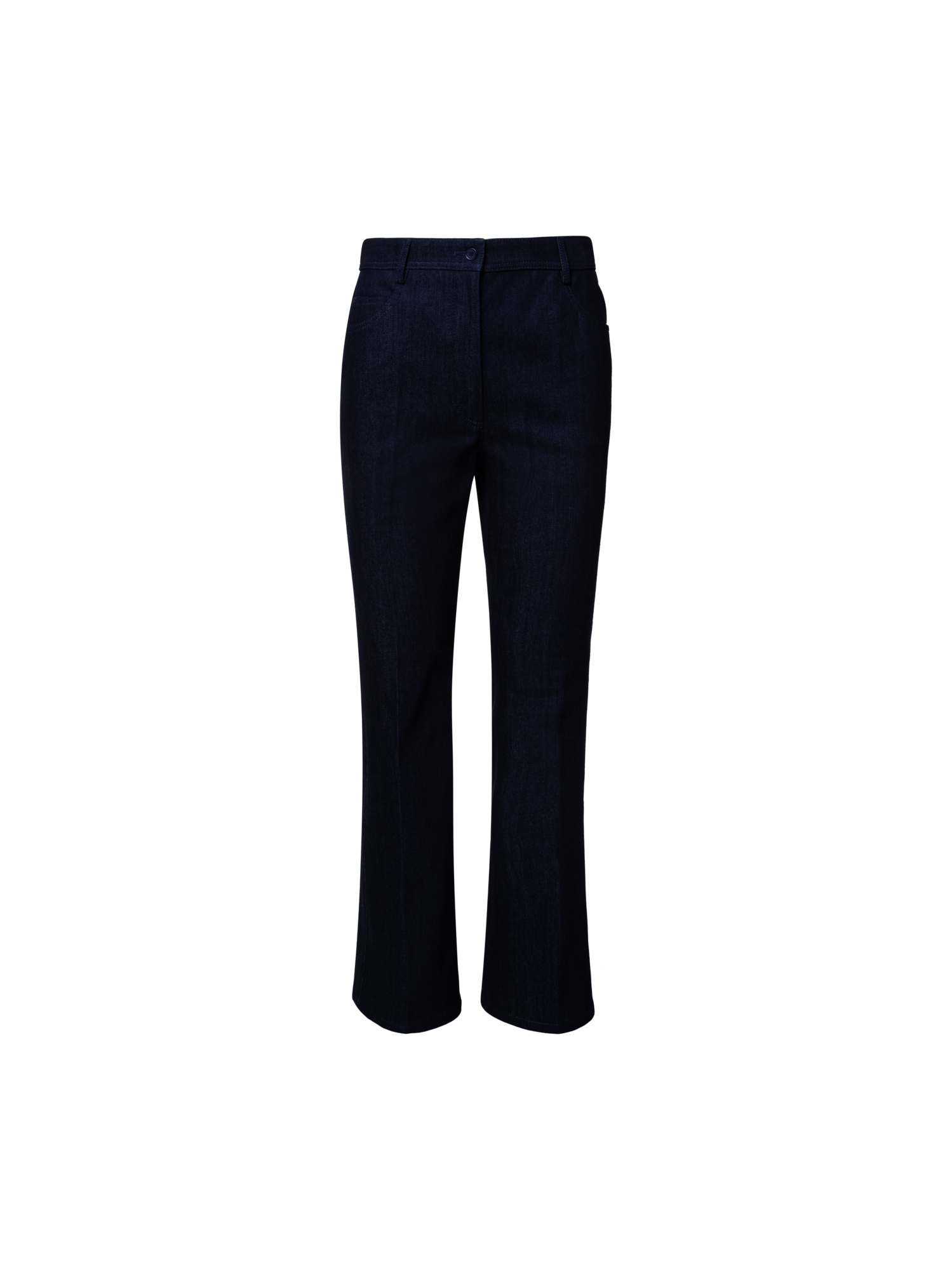Designer Cropped Schlaghose aus Baumwoll-Denim-Stretch - Dunkelblau - Blau