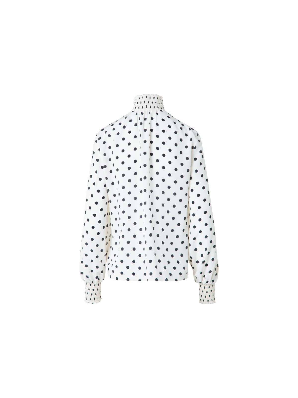 Designer Boho Seidenbluse mit Polka Dots - Bunt - Ecru - Weiss