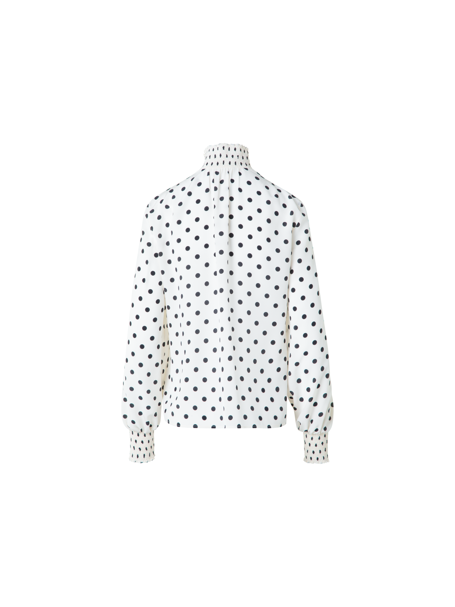 Designer Boho Seidenbluse mit Polka Dots - Bunt - Ecru - Weiss