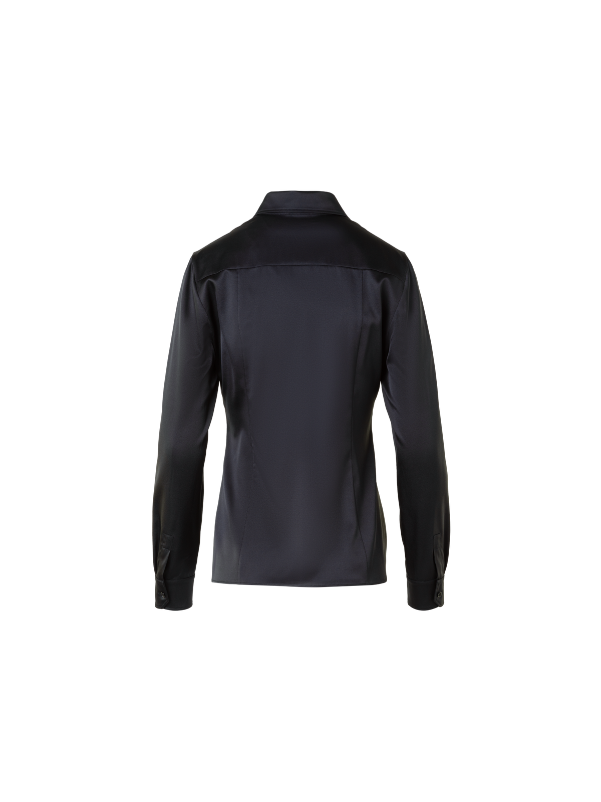 Designer Stretch-Seidensatin Hemdbluse - Schwarz