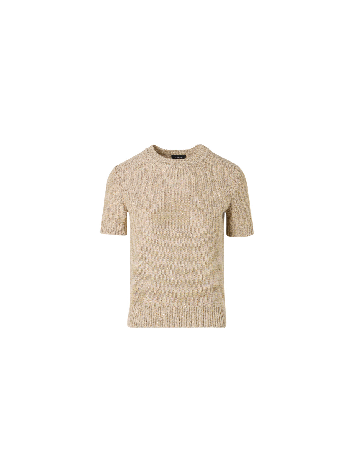 Designer Kurzärmeliger Strickpullover - Beige