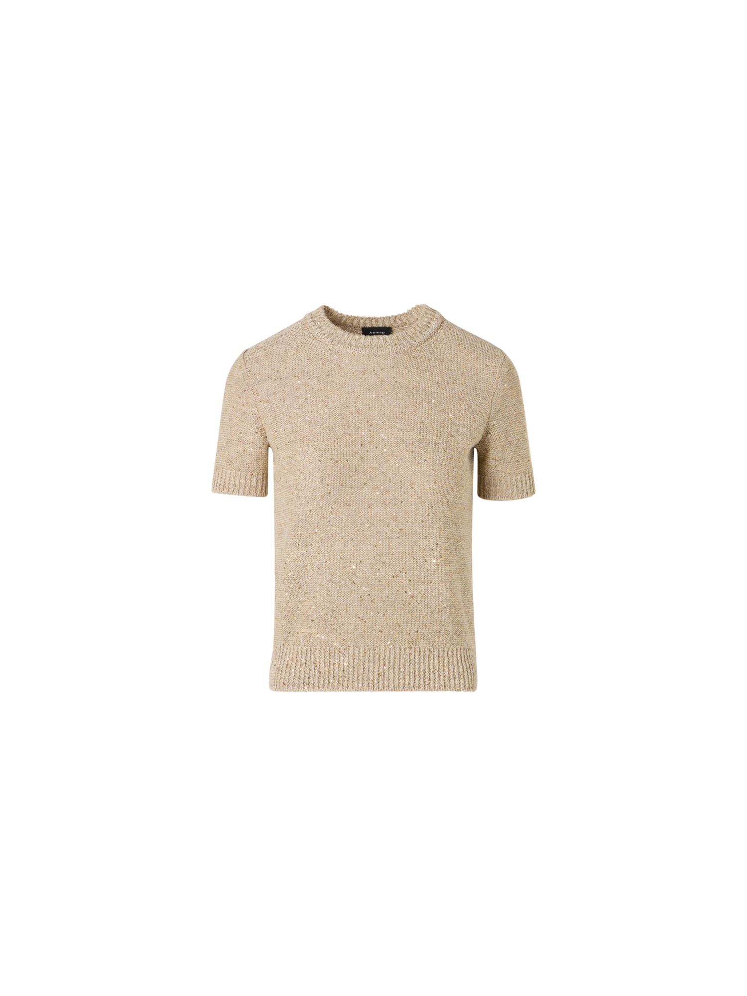Designer Kurzärmeliger Strickpullover - Beige