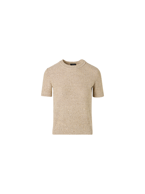 Designer Kurzärmeliger Strickpullover - Beige