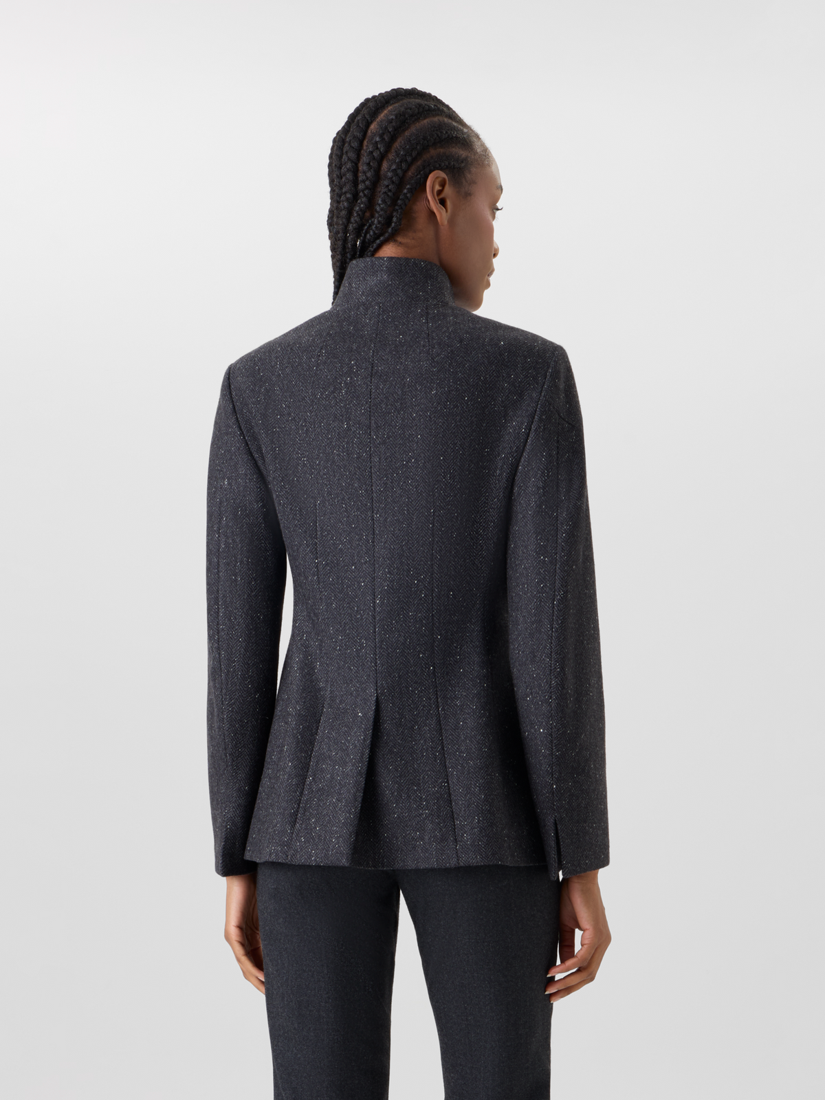 Designer Taillierte Kaschmirjacke mit Fischgrat - Grau #editorial