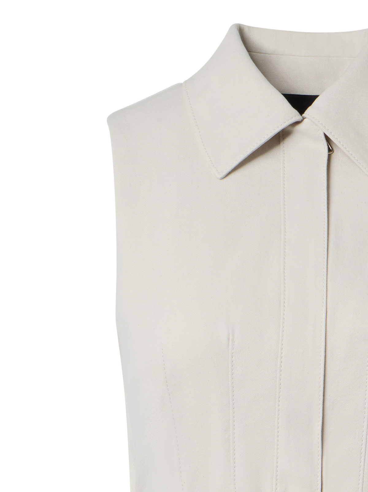 Designer Ärmelloses Midi-Hemdkleid aus Baumwoll-Denim - Grau - Beige