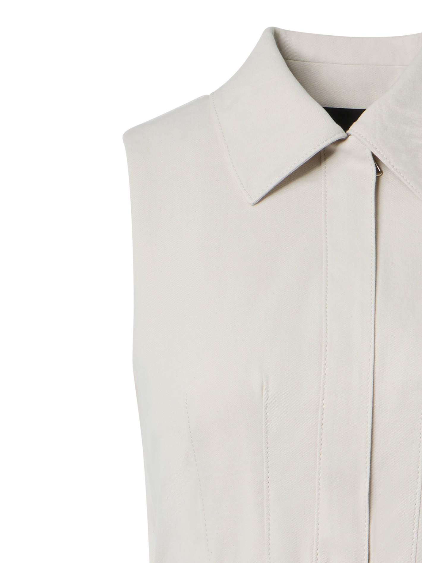 Designer Ärmelloses Midi-Hemdkleid aus Baumwoll-Denim - Grau - Beige