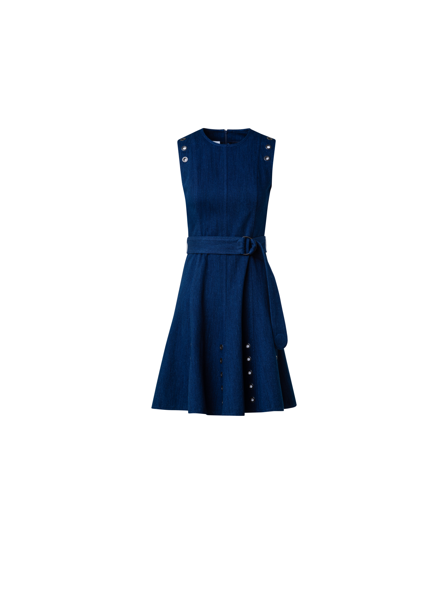 Designer Jeanskleid in A-Linie mit Ösendetails - Dunkelblau - Blau