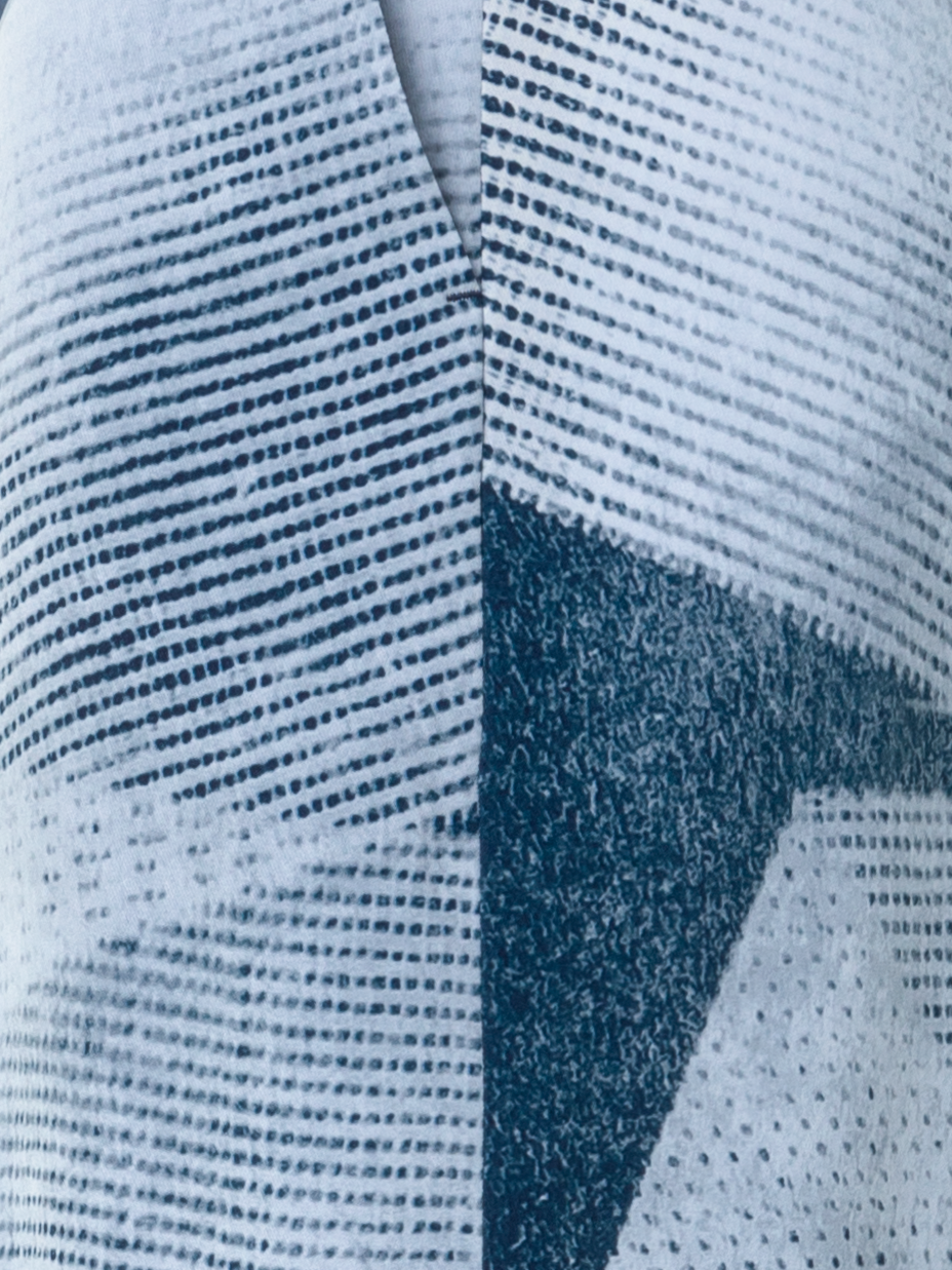 Designer Weite gerade Seidenhose im Zigzag Print - Dunkelblau - Blau - Bunt