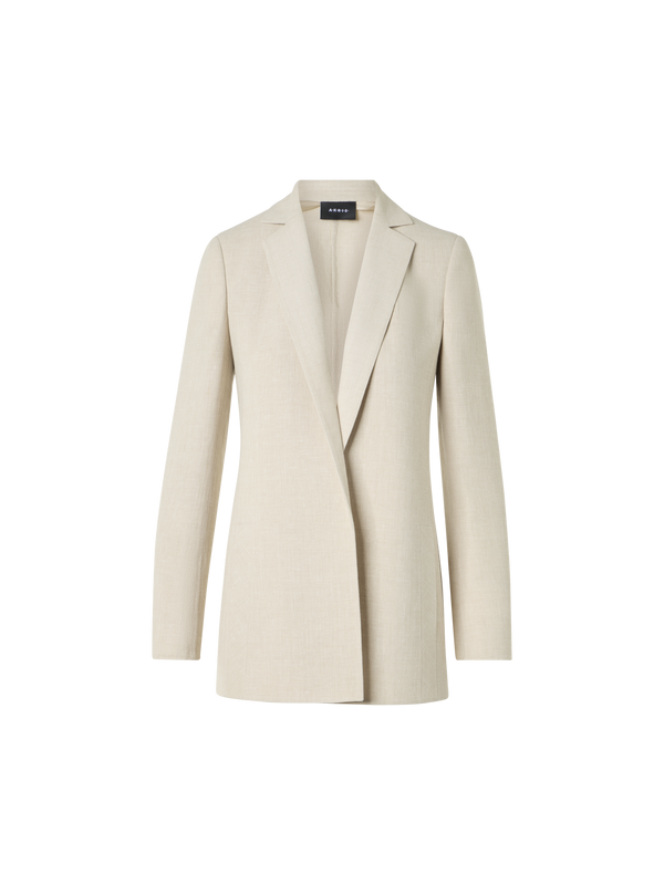 Designer Pekka lange Jacke aus Leinen-Woll-Doubleface - Beige