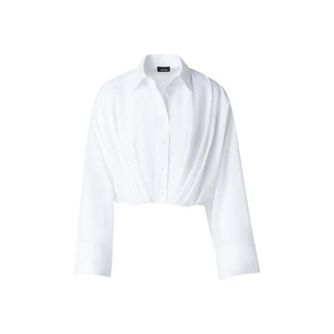 Short Cotton Voile Blouse with Wide Sleeves
