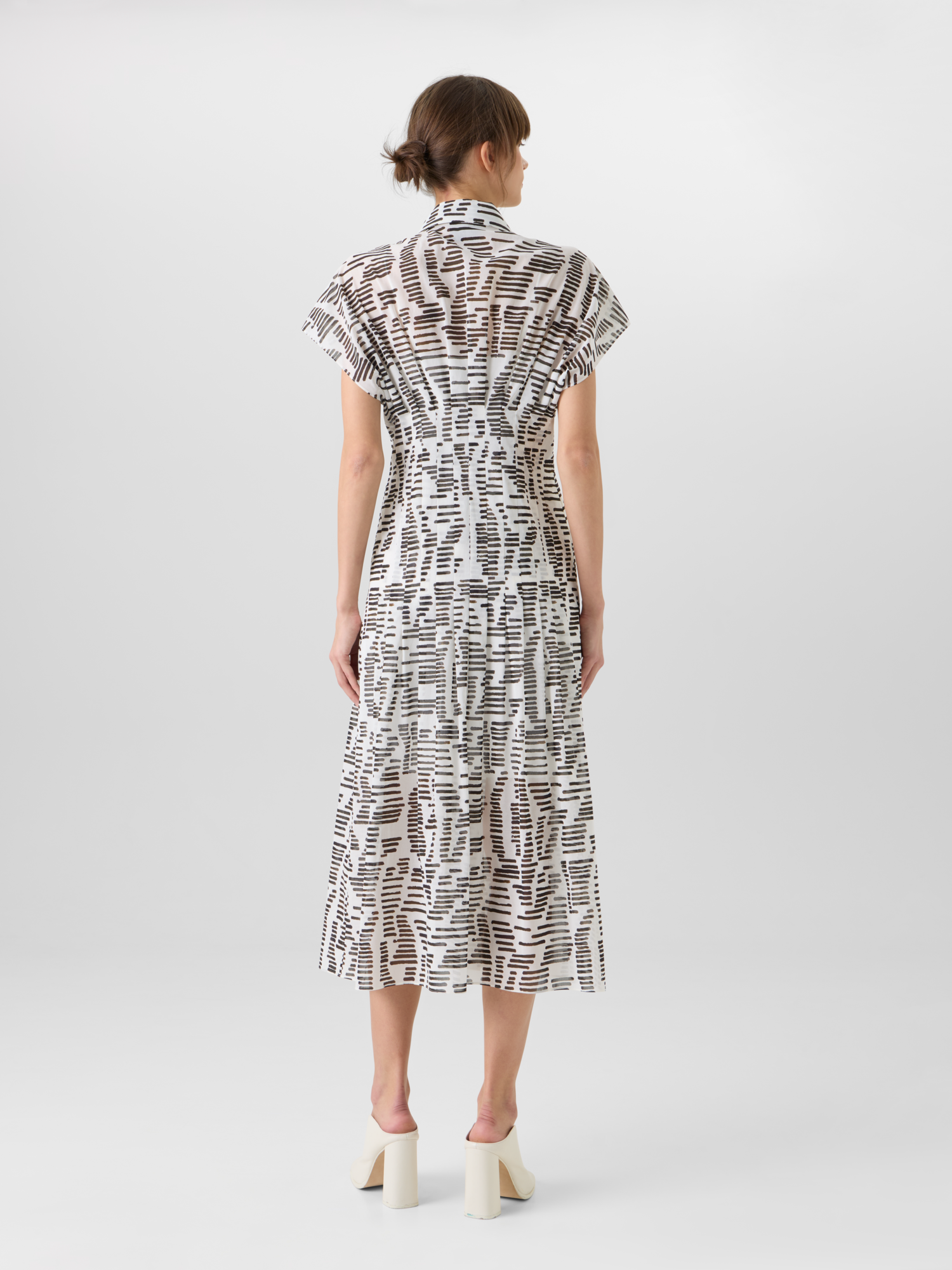 Designer Flügelärmel-Midi-Kleid mit Dance Movements Print - Bunt 