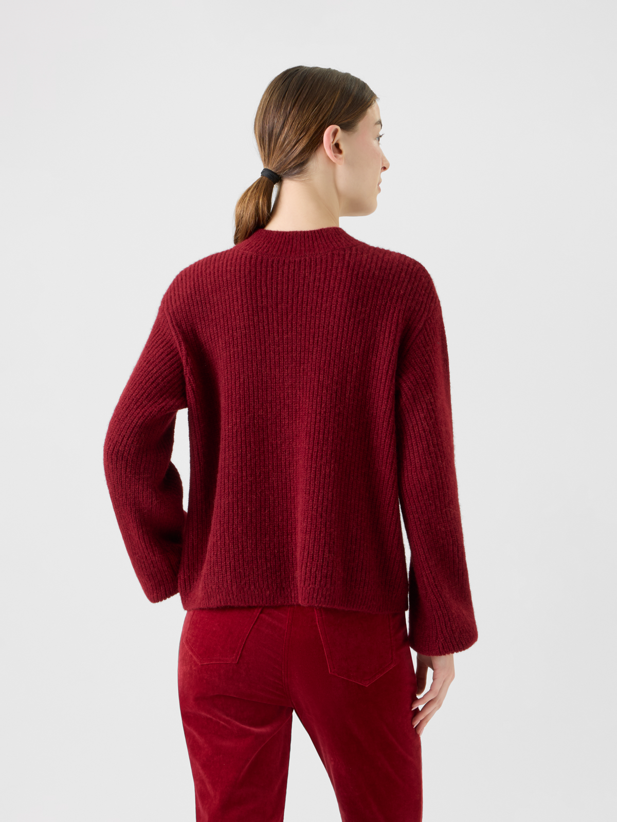 Designer Alpaka Wolle Strick Pullover mit weitem Ärmel - Rot #editorial