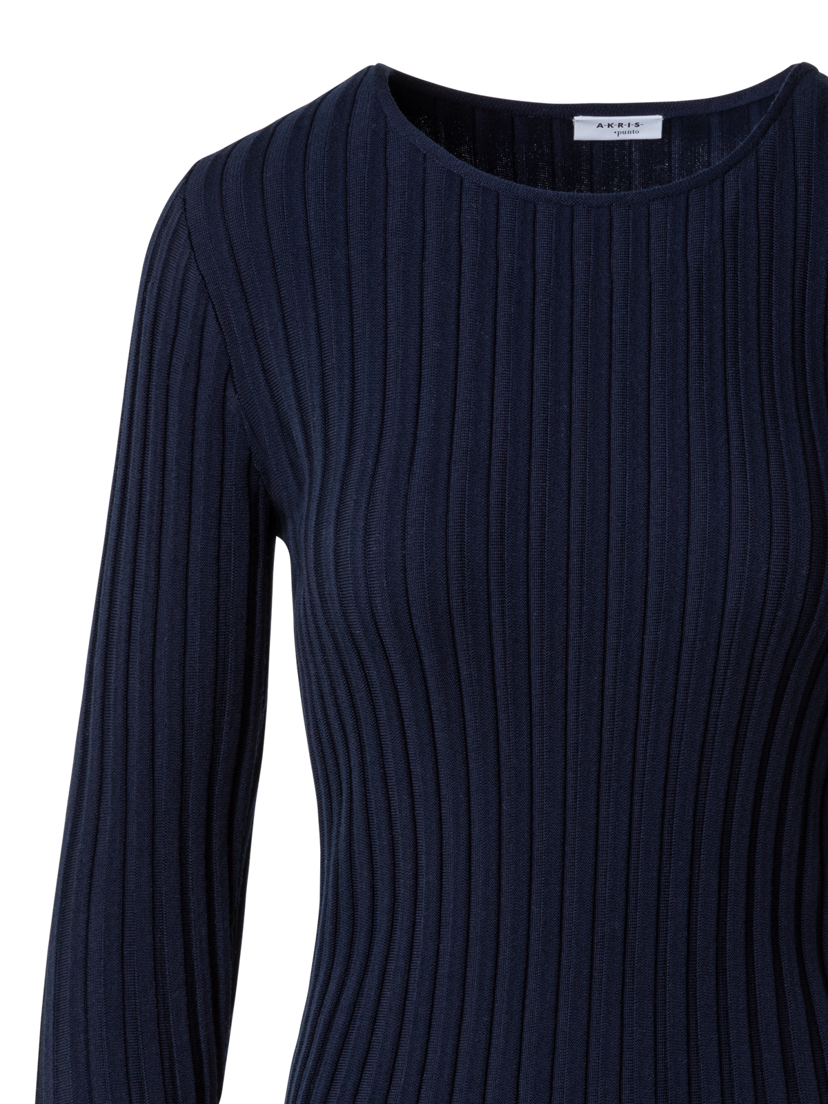 Designer Merino-Pullover mit strukturierten Streifen - Dunkelblau - Blau