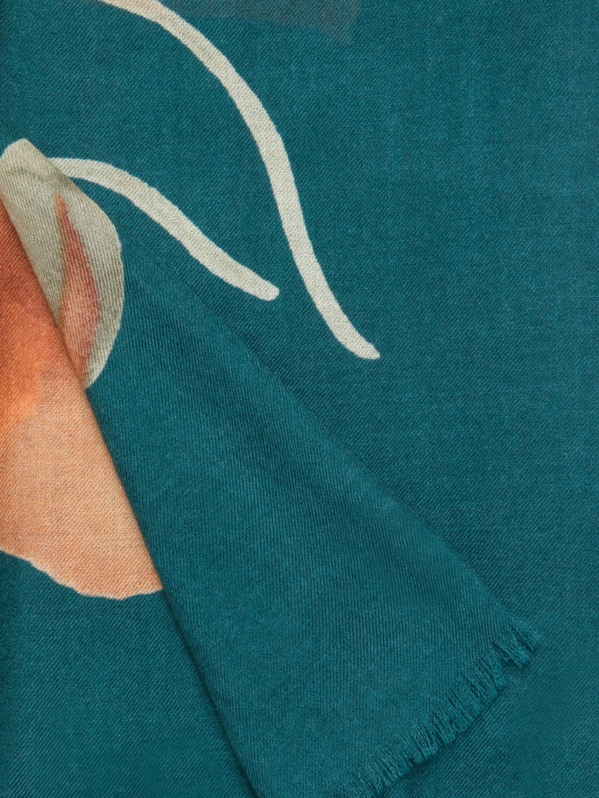 Designer Kaschmir-Seidenschal mit Anemone Druck - Grün - Bunt