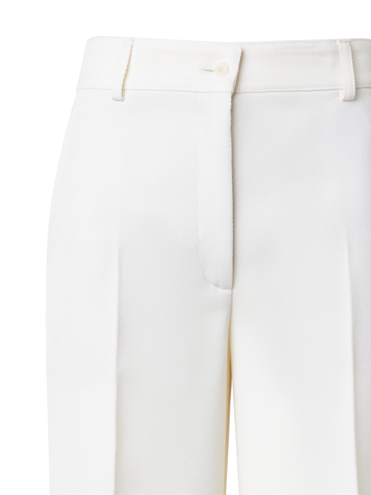 Designer Cropped Gerade Hose aus Wolltrikotin - Ecru - Weiss