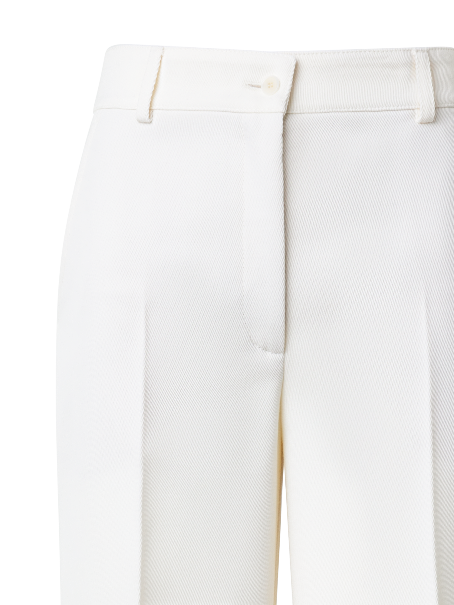 Designer Cropped Gerade Hose aus Wolltrikotin - Ecru - Weiss