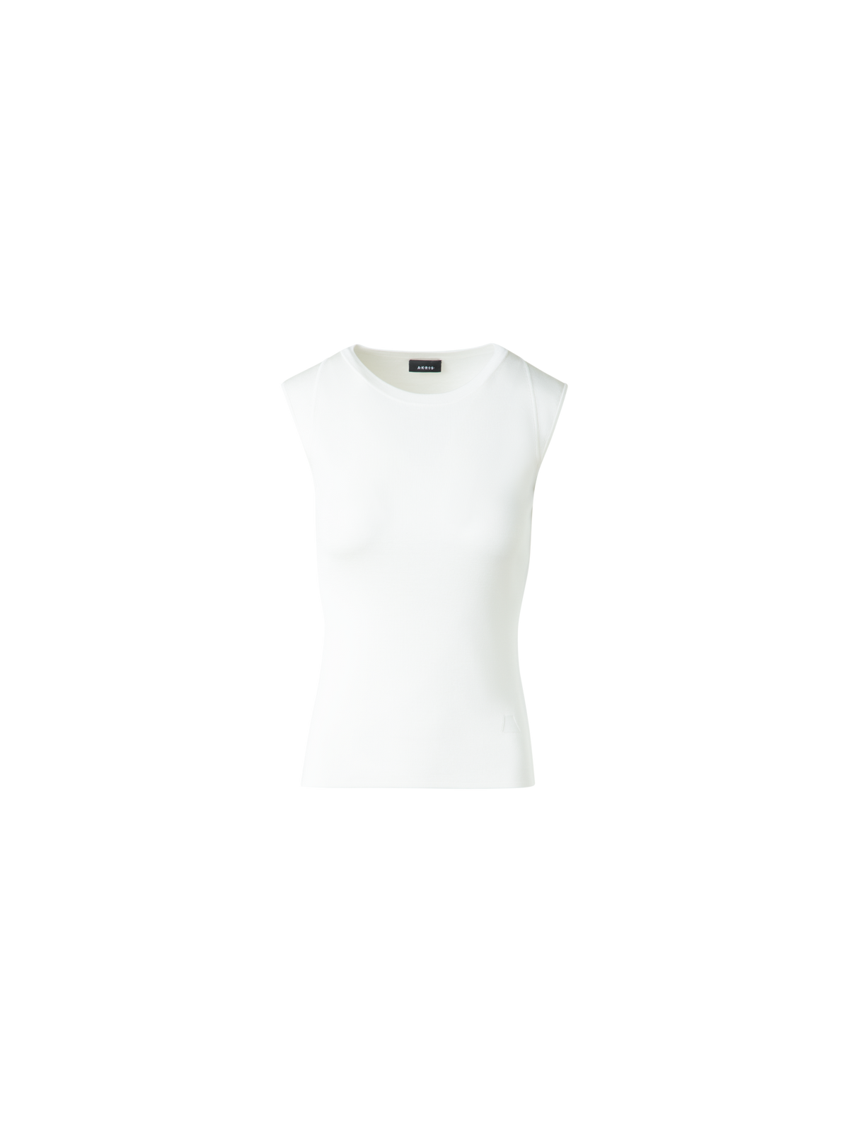 Designer Ärmelloses Stricktop aus Stretch-Seide - Ecru