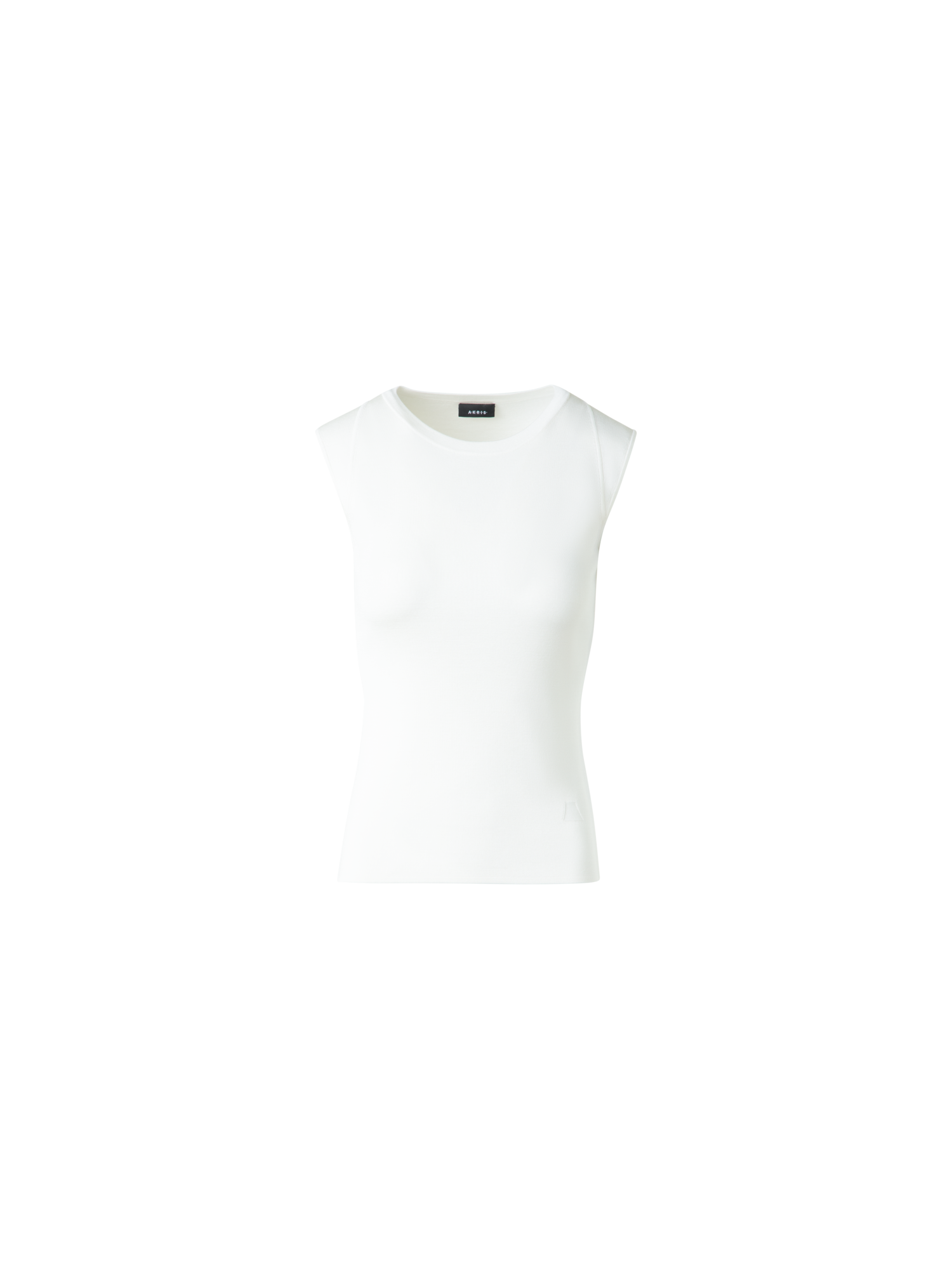 Designer Ärmelloses Stricktop aus Stretch-Seide - Ecru