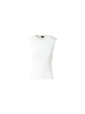 Designer Ärmelloses Stricktop aus Stretch-Seide - Ecru