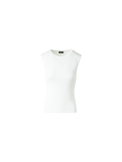 Designer Ärmelloses Stricktop aus Stretch-Seide - Ecru
