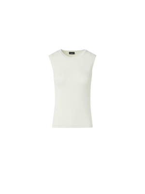Designer Ärmelloses Strickoberteil aus Seidenstretch - Ecru