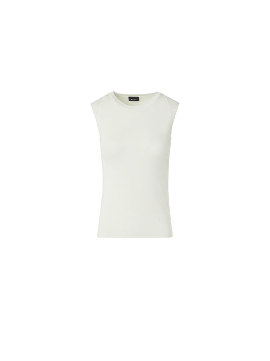 Designer Ärmelloses Strickoberteil aus Seidenstretch - Ecru