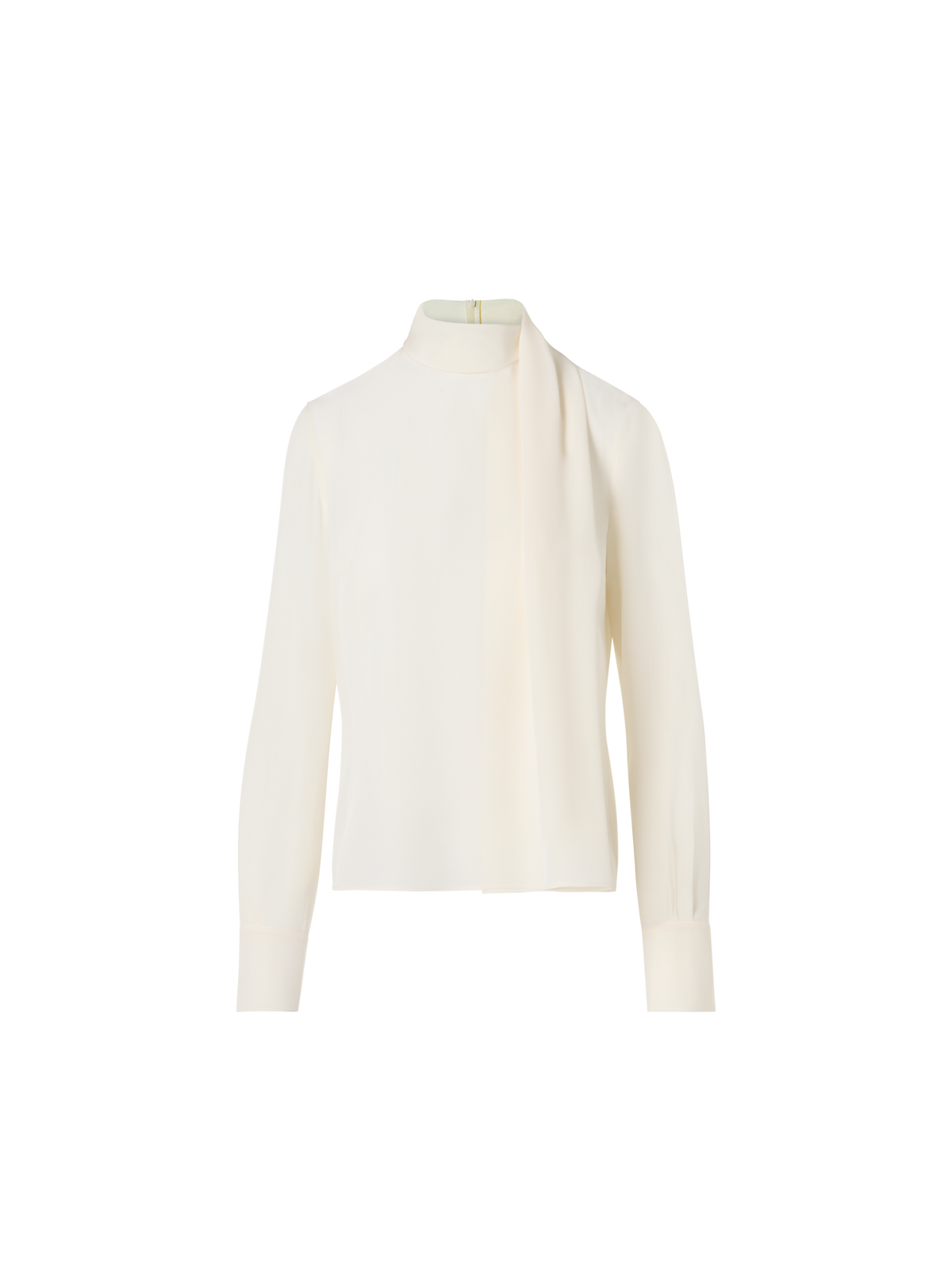 Designer Seidenbluse mit Schal-Drapierung - Ecru
