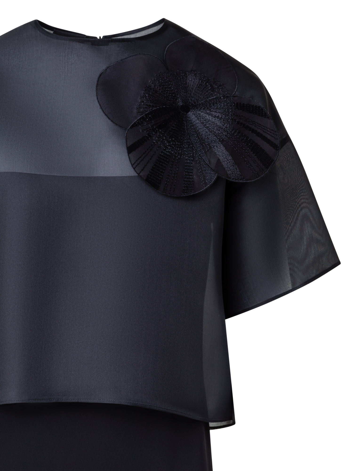 Designer Organza Bluse mit Poppy - Schwarz